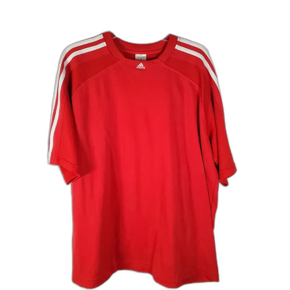 Adidas Men's Short Sleeve Soccer Jersey T-Shirt Red Crew Neck Size XL